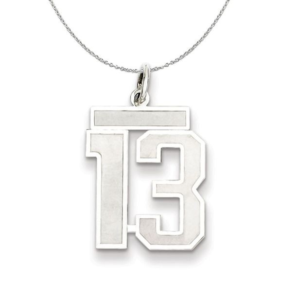 Sterling Silver, Jersey Collection, Medium Number 13 Necklace - 18 In - Picture 1 of 7